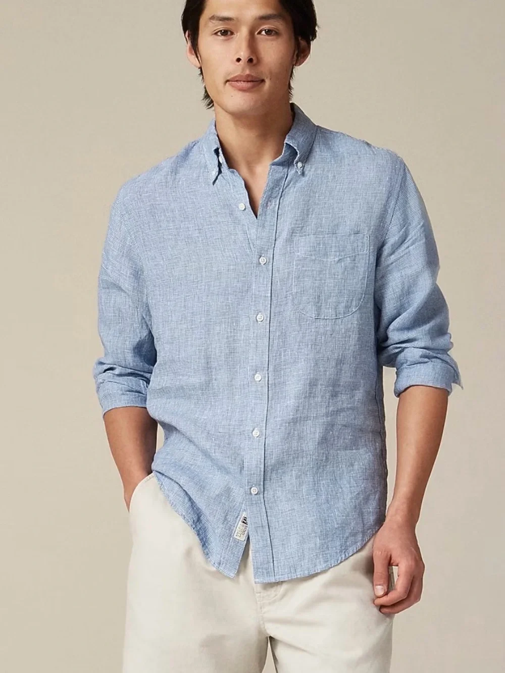 J. Crew Light Blue Irish Linen Button-Down Shirt